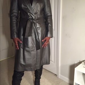 Metallic 100% Leather Coat